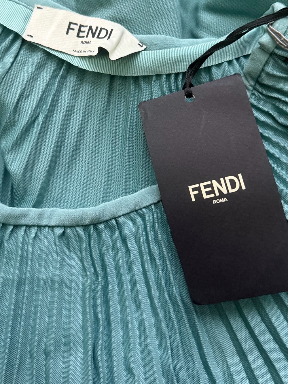 Fendi Pleated Midi Skirt in Teal 36 - Picture 2 of 5